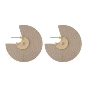 3/$20 Elegant Gold tone faux leather fan earring